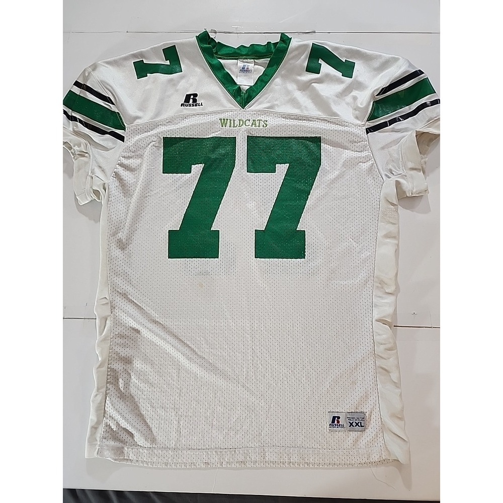 Vtg Russell Athletic Wildcats Football Jersey XXL Green Team Issued Elastic #77